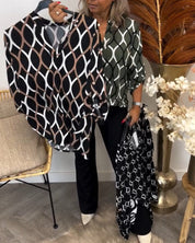 Genevieve Ashworth | Geometric Print V-Neck Blouse For Women
