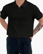 Luca Bianchi | Ribbed Knit Polo with Sculpted Fit For Men