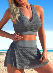 Annabel Fairfax | Floral Halter Swim Skirt Set For Women