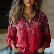 Élise Moreau | Vintage Bohemian Printed Button Shirt For Women