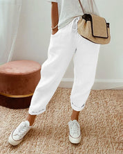 Matteo Ricci | Relaxed Linen Drawstring Trousers with Tapered Fit For Women