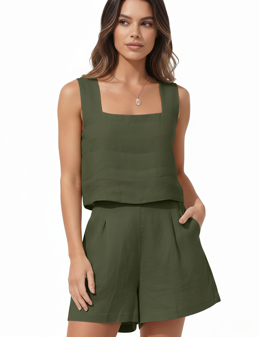 Sabrina Moreau | Linen Two Piece Set For Women