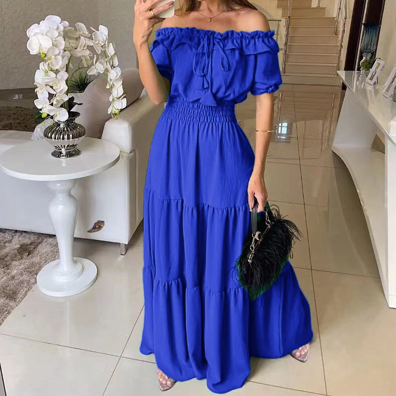 Matilde Malmere | Off-Shoulder Shirred Tiered Maxi Dress For Women