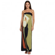 Nives Belton | Calla Lily Print Tube Maxi Dress For Women