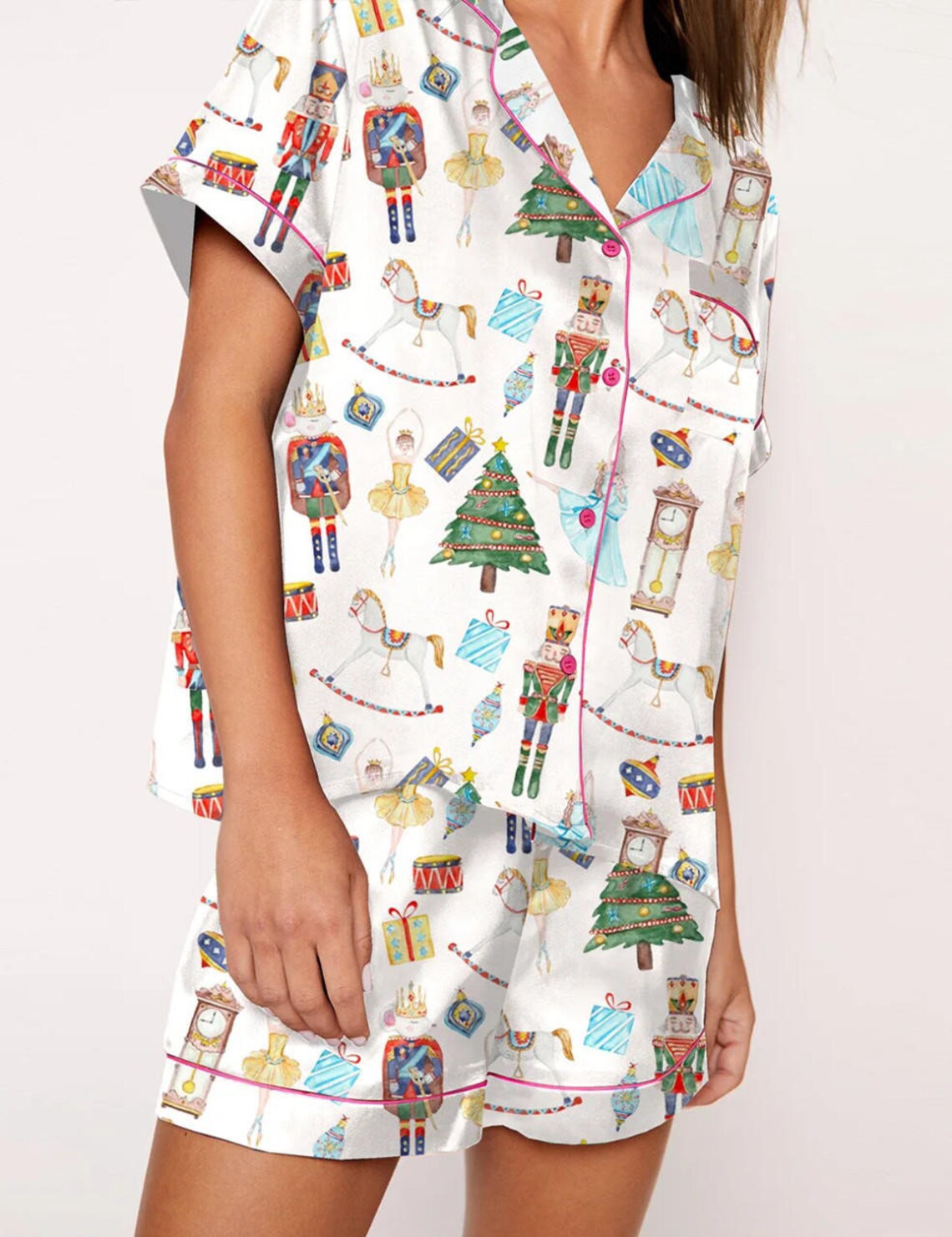 Tinsel Town | Black Candy Cane Print Christmas Pyjamas For Women