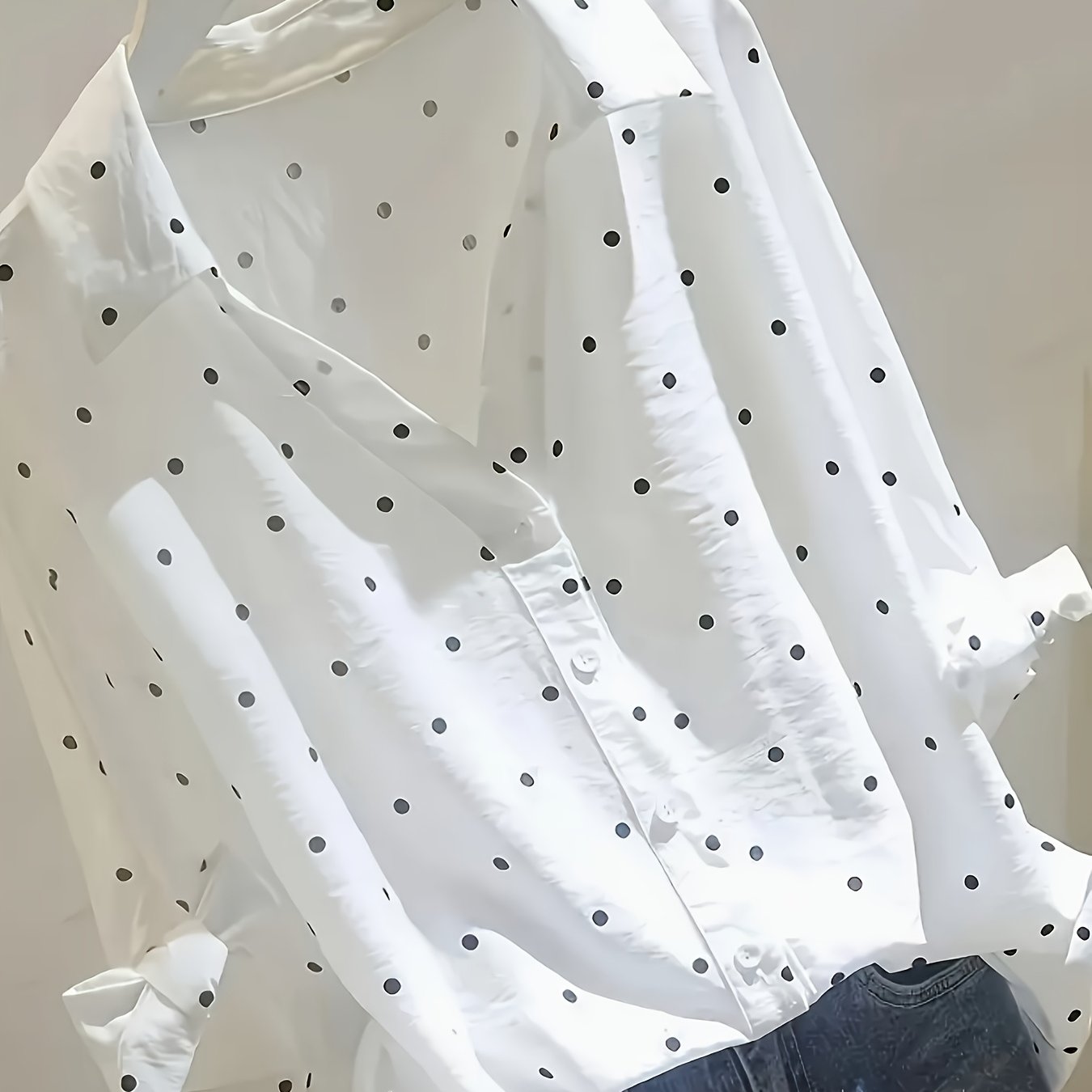 Lauren Fitzgerald | Polka Dot Blouse With Button Detail For Women