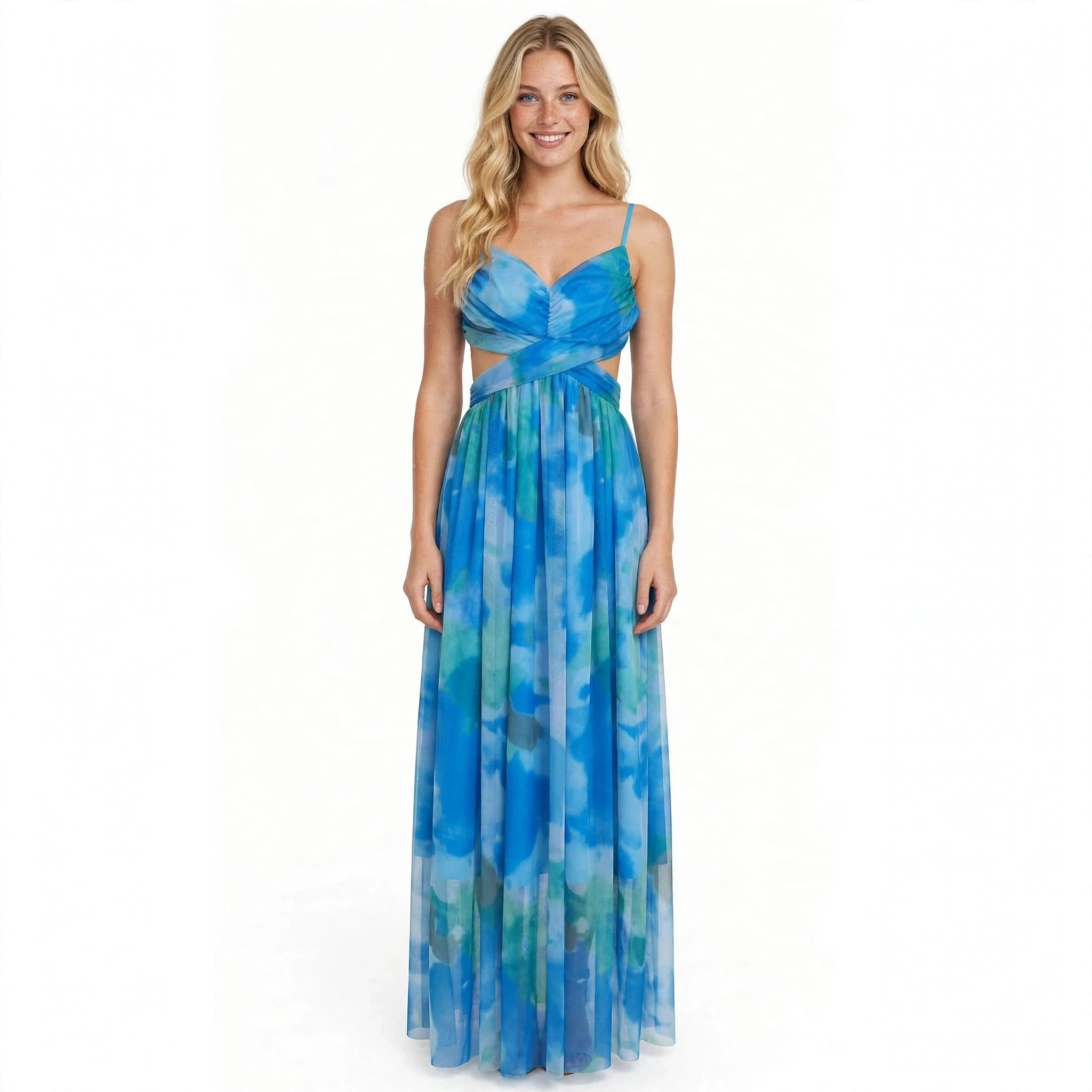 Benedetta Linshaw | Watercolour Floral Mesh Maxi Dress For Women