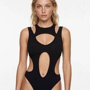 Matilda Rowntree | Ribbed Cutout Bodysuit With Backless Detail For Women