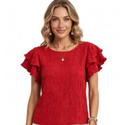 Imogen Fletcher | Ruffle-Sleeve Blouse With Pleated Detail For Women