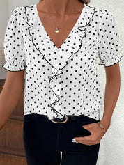 Bridget Fenwick | Color Block Blouse With Bubble Sleeves