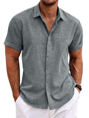 Cesare Crandale | Short Sleeve Linen-Look Summer Shirt For Men