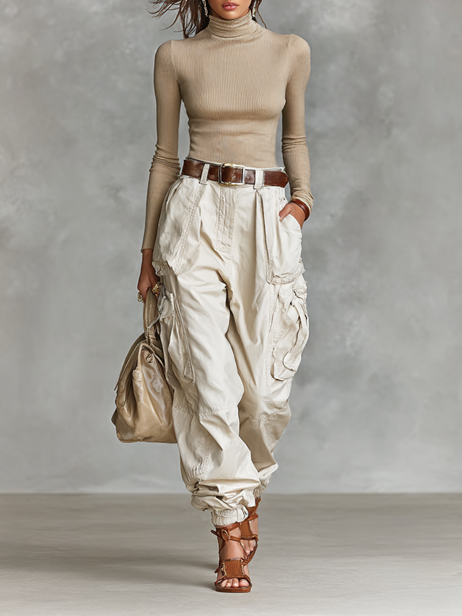 Niamh Sutherland | High Neck Cargo Two-Piece Set For Women