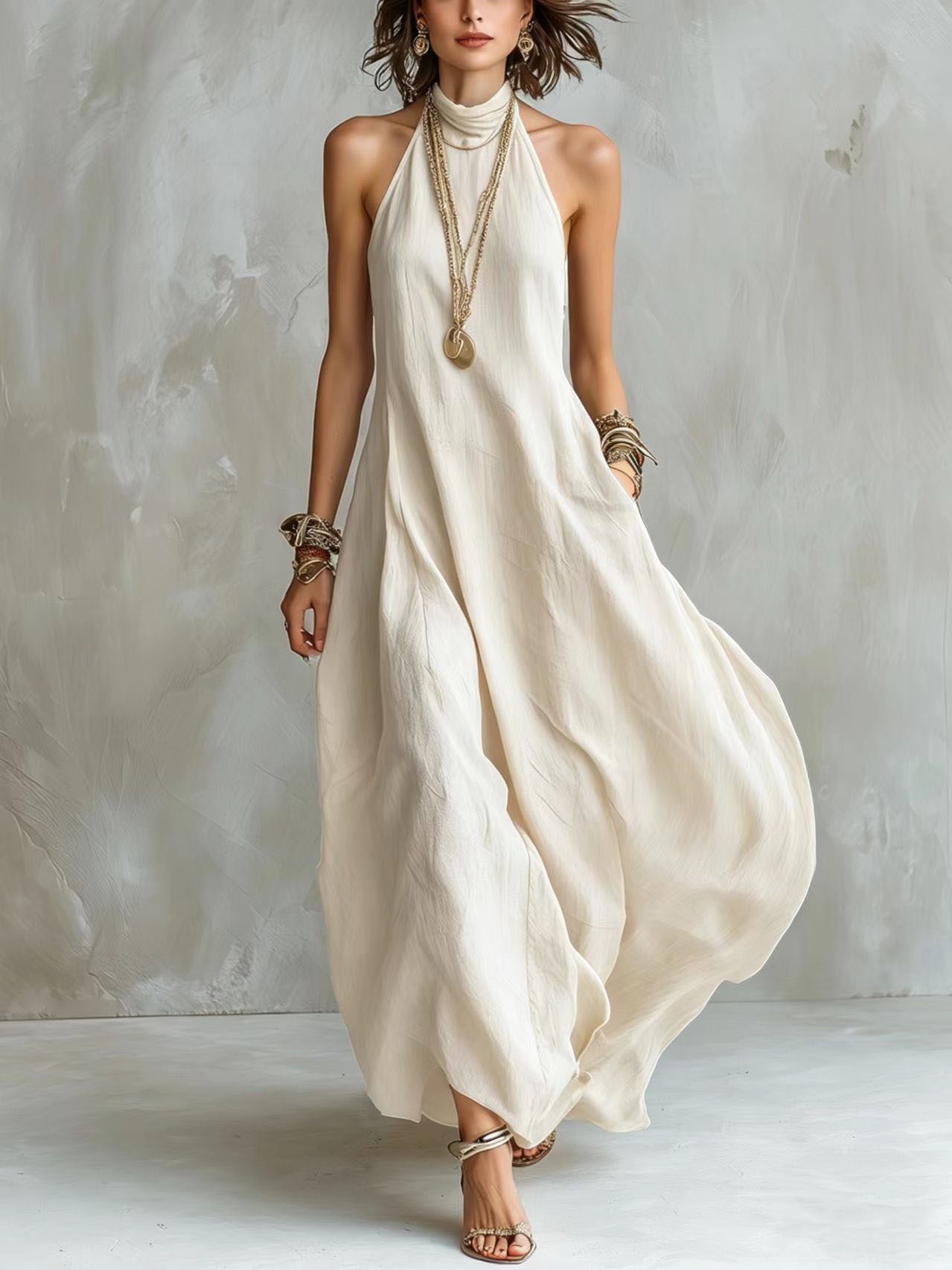 Ava Taylor | Bohemian Halter Maxi Races Dress For Women