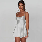 Olivia Martin | Satin Cowl Neck Mini Dress For Women