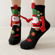 Joy | Red Santa Hand-Holding Christmas Socks Unisex & Couples