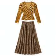 Holly Sheldon | Velvet Leopard Print Skirt Set For Women