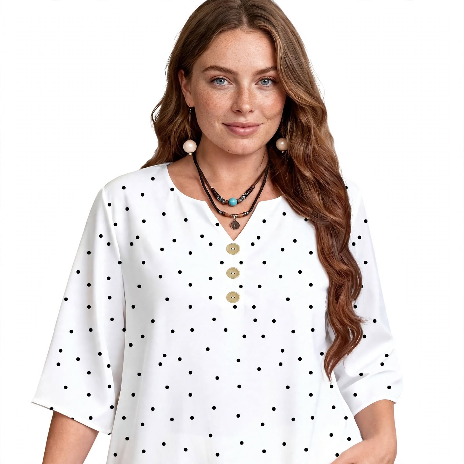 Ivy Redmond | Polka Dot Half Sleeve Blouse For Women