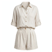 Ruby Sheffield | Linen-Blend Shorts and Top Set For Women
