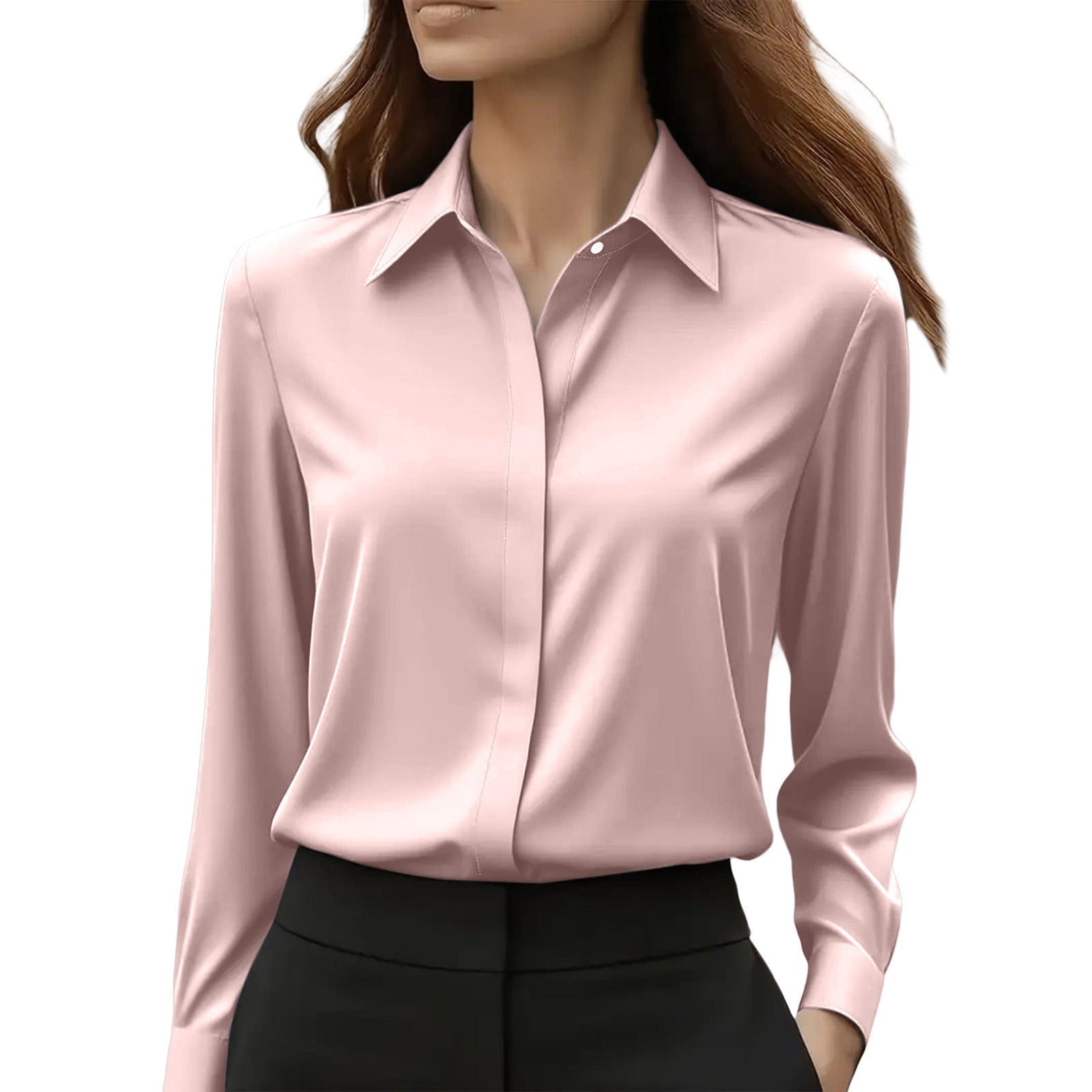 Monica Barstone | Satin Long Sleeve Blouse For Women