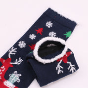 Snowy Wish | Navy Santa Print Christmas Socks For Women