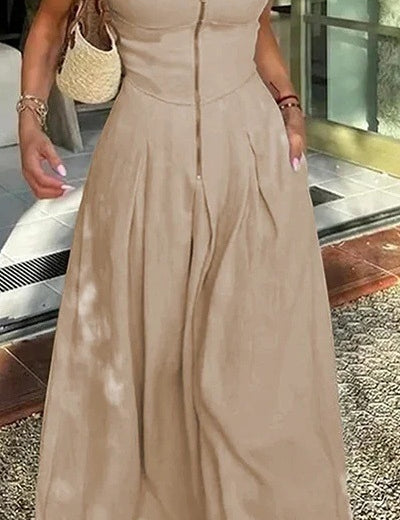 Emma White | Sleeveless Wide-Leg Zip Jumpsuit For Women