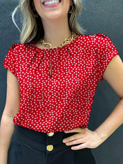 Ophelia Lockhart | Polka Dot Blouse With Keyhole Detail For Women