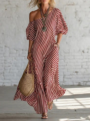 Sienna Walker | Striped Off-Shoulder Summer Dress For Women