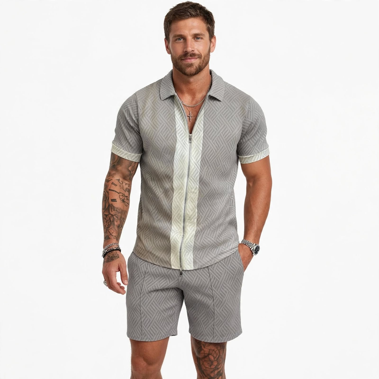 Lachlan Ferguson | Textured Polo & Shorts Set For Men