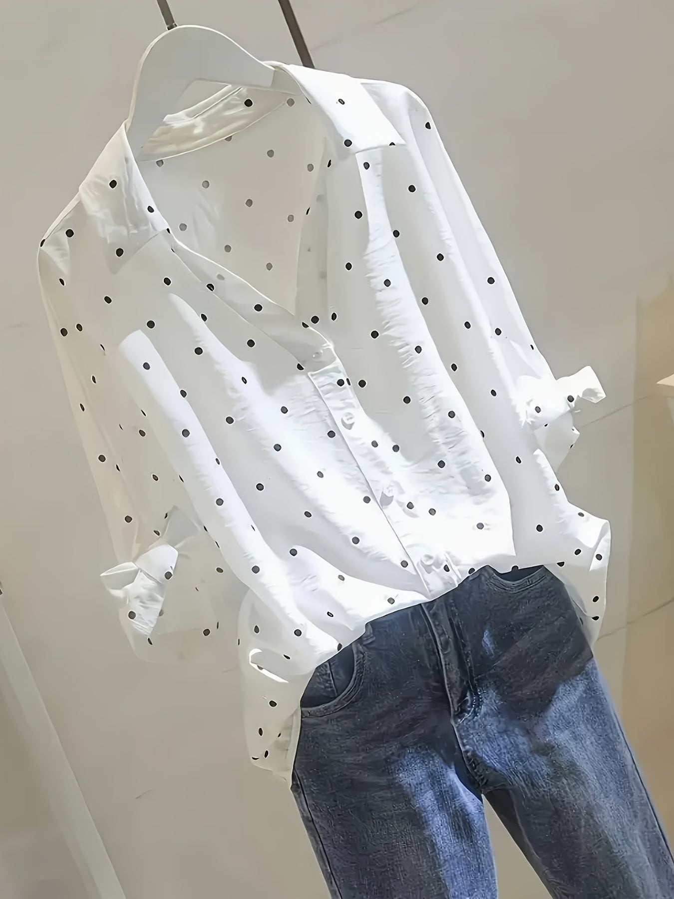 Lauren Fitzgerald | Polka Dot Blouse With Button Detail For Women