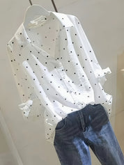 Lauren Fitzgerald | Polka Dot Blouse With Button Detail For Women