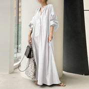 Caterina Brambury | Linen-Look Balloon Sleeve Kaftan Dress For Women