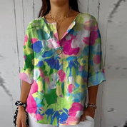 Camille Laurent | Floral Lightweight Button Blouse with Soft Sheer Finish For Women