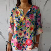 Camille Laurent | Floral Lightweight Button Blouse with Soft Sheer Finish For Women