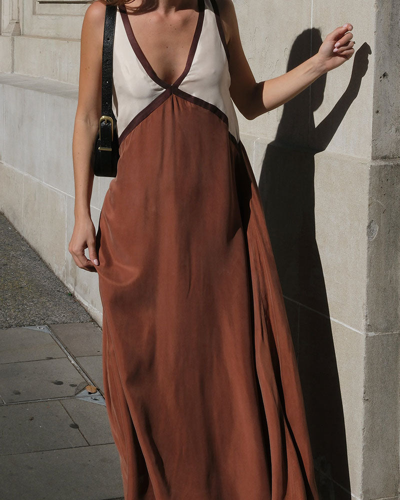 Rosalind Hawke | Maxi Dress With Colorblock V-Neck For Women