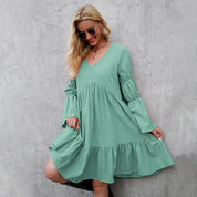 Lorna Kirkbridge | Mint Tiered Bell Sleeve Mini Dress For Women