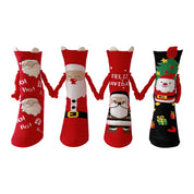 Joy | Red Santa Hand-Holding Christmas Socks Unisex & Couples