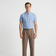 Lorenzo De Luca | Coastal Stripe Mandarin Shirt with Lightweight Comfort For Men