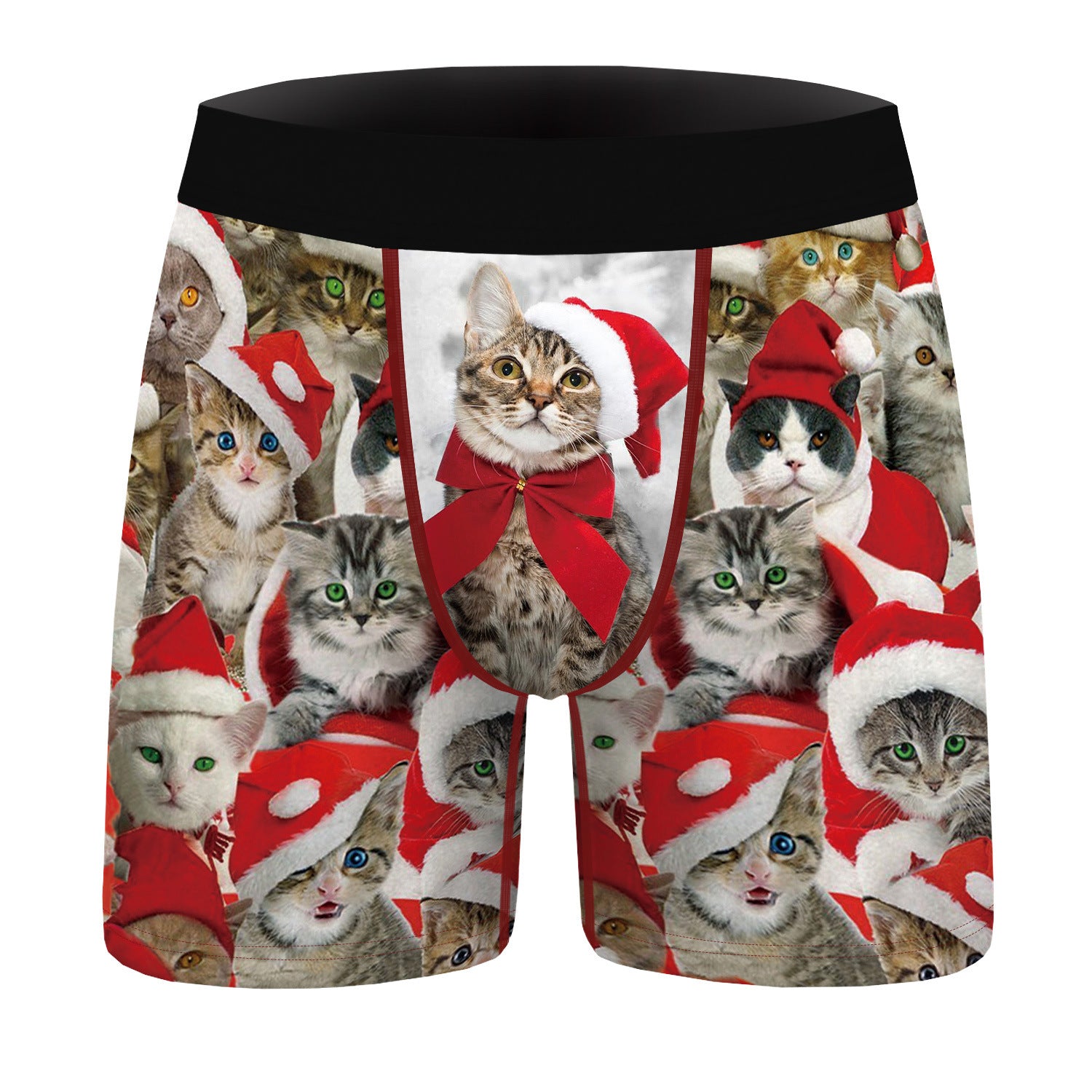 Candy Stripe | Red Candy Cane Print Christmas Boxer Briefs For Men
