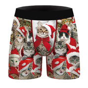 Candy Stripe | Red Candy Cane Print Christmas Boxer Briefs For Men