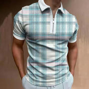 Ronan Ashfield | Checkerboard Print Zip Polo Shirt For Men