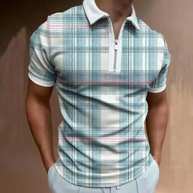 Ronan Ashfield | Checkerboard Print Zip Polo Shirt For Men