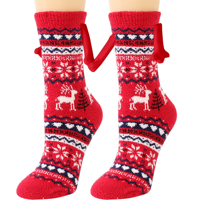 Ember | Red Santa Magnetic Christmas Socks Unisex & Couples
