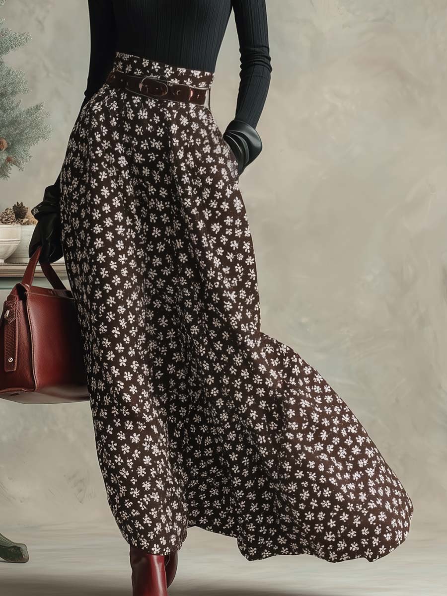 Harper Clarke | Snowflake Print Turtleneck And Skirt Set For Women