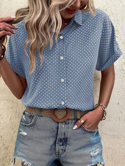 Nina Hawthorne | Polka Dot Button Blouse For Women