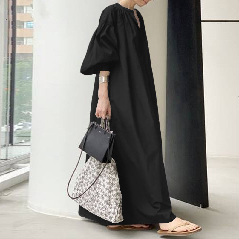 Caterina Brambury | Linen-Look Balloon Sleeve Kaftan Dress For Women