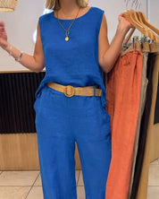 Eloise Martin | Linen Two-Piece Wide Leg Set For Women