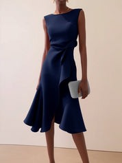 Piera Normore | Asymmetric Ruffle Midi Dress For Women