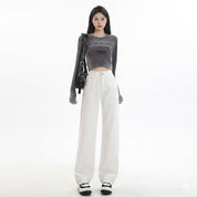 Isabelle Laurent | Minimalist White Wide Leg Jeans For Women