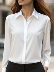 Monica Barstone | Satin Long Sleeve Blouse For Women