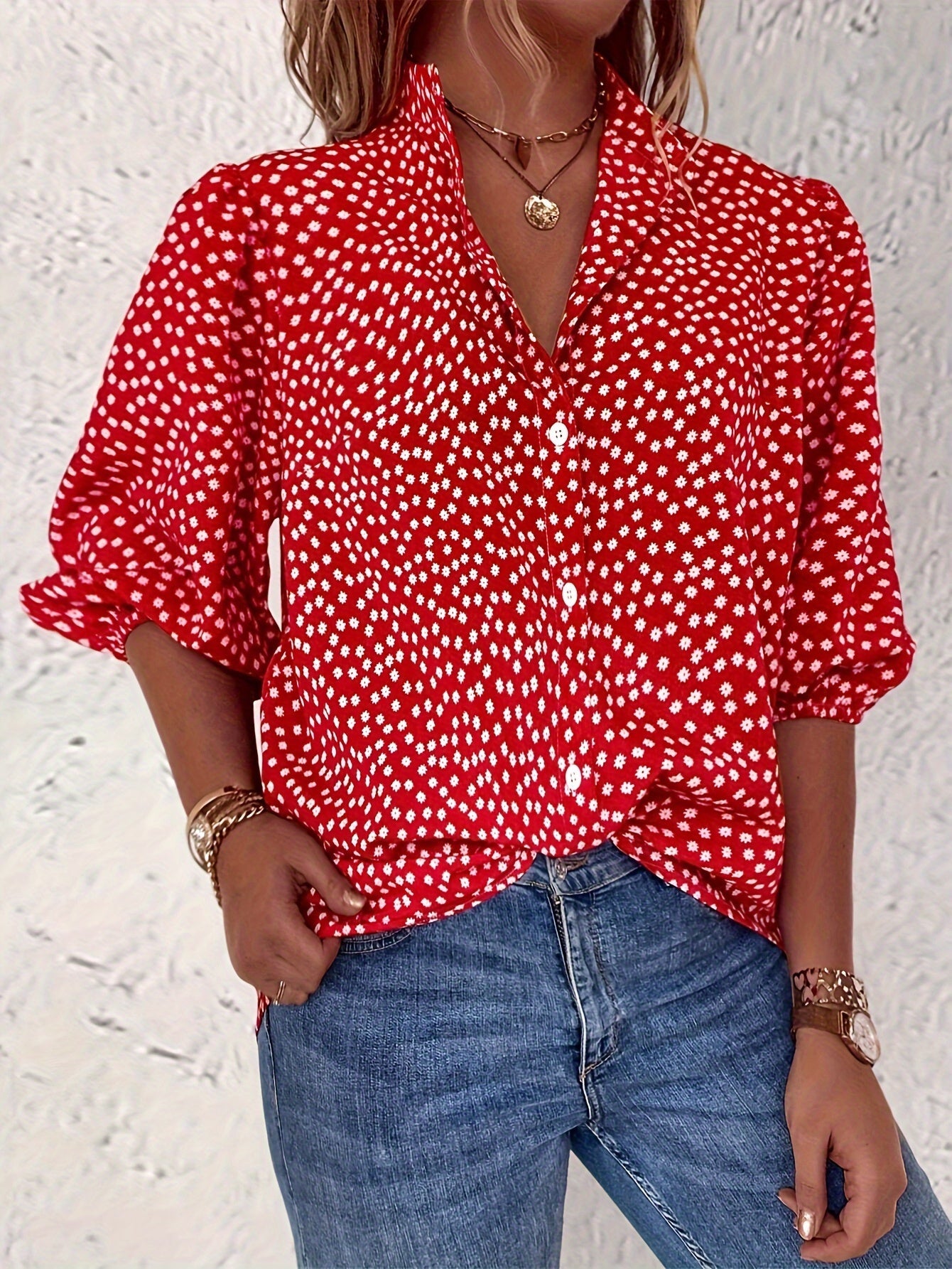 Ella Whitfield | Polka Dot Button Blouse With Flutter Sleeves For Women